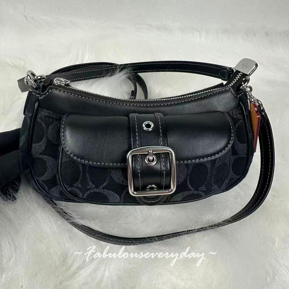 Coach Ashton Mini Shoulder Bag Crossbody Signature Denim/Silver/Black CCZ49 NWT - Picture 2 of 9